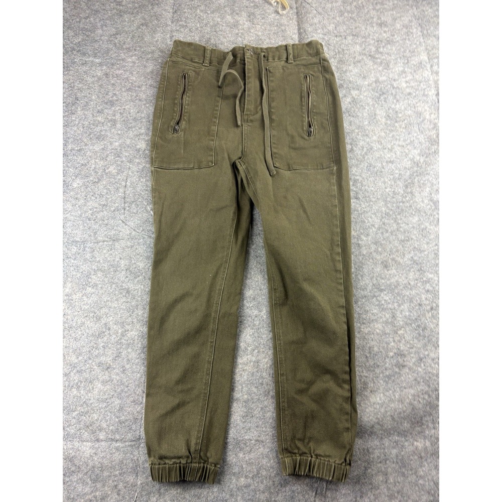 MORRISON Women's 1 (26x24) Pants Jogger Army Green Zipper Pockets Drawstring